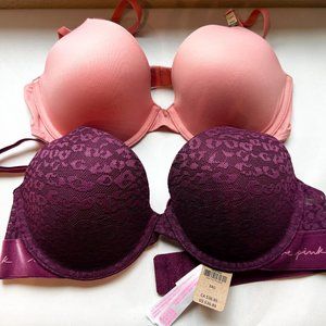 2 NWT Victoria's Secret Wear Everywhere T-shirt Lined Bras 34C